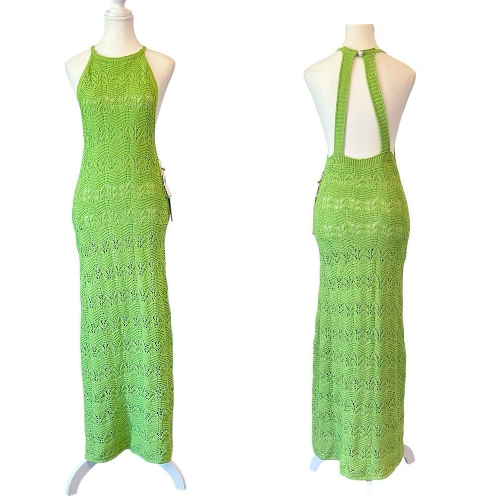 House of Harlow 1960 Knit Maxi Dress in Green NEW Size Medium Vacation Resort